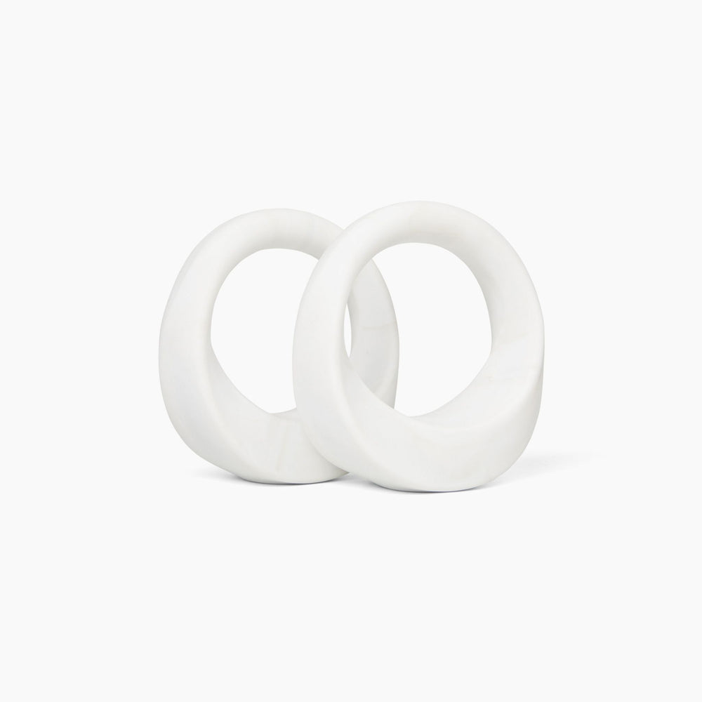 Swirl 4 lb, White Marble Set of 2