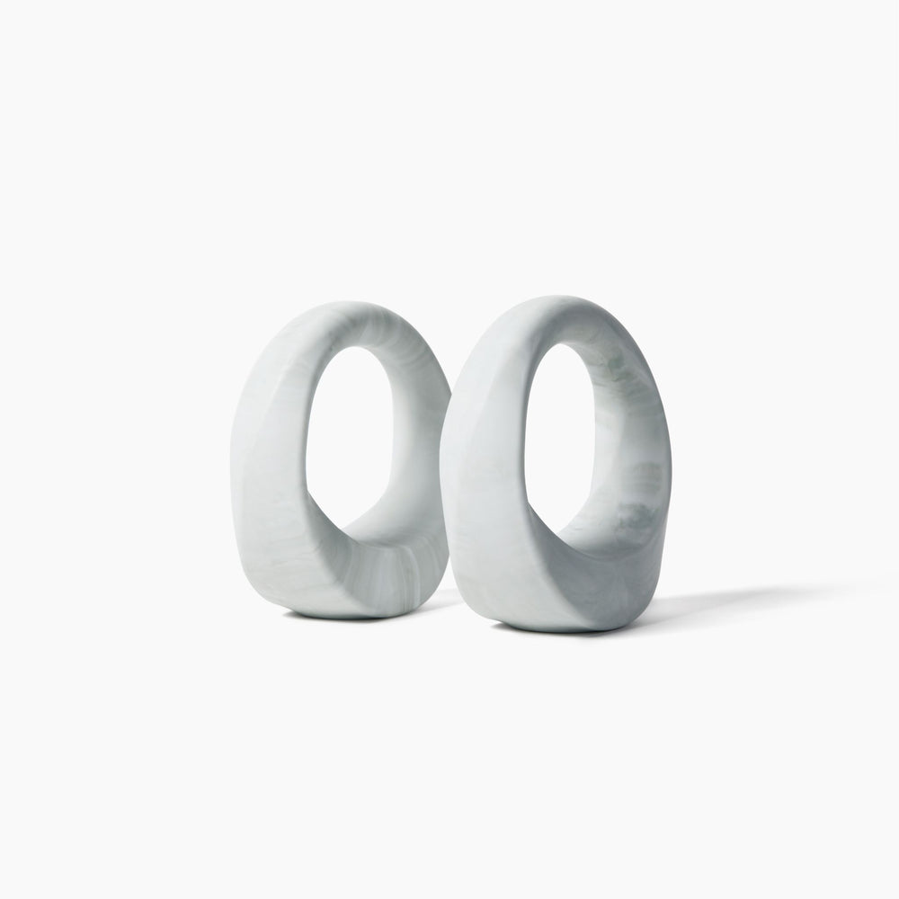 
                  
                    Obshay Swirl set of 2 4 lb White Marble profile view
                  
                
